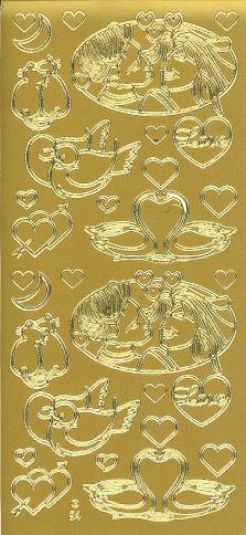 Konturensticker gold, LOVE